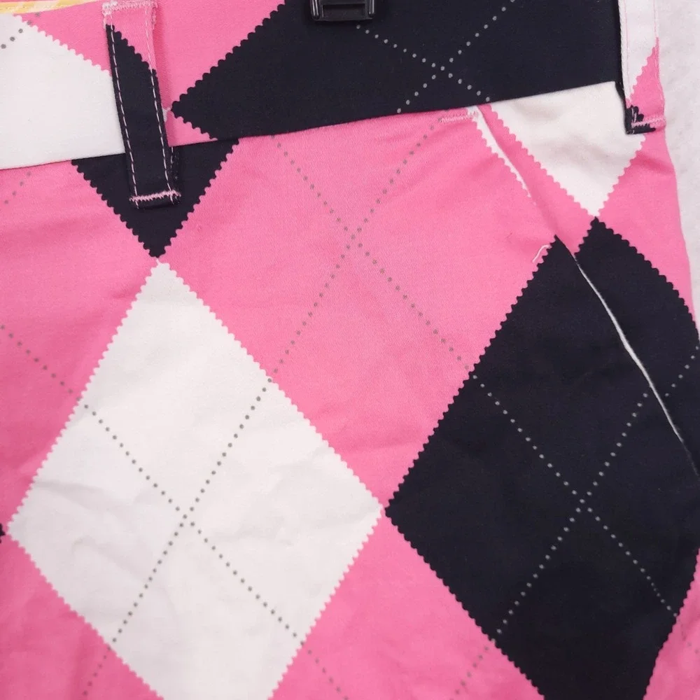 Loudmouth Golf Chino Shorts  Mens Size 38 Pink Balck Argyle Classic Preppy Y2K